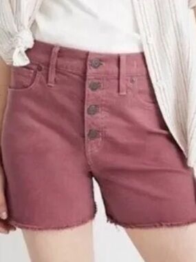 Madewell High-Rise Button-Front Shorts in Dusty Rose